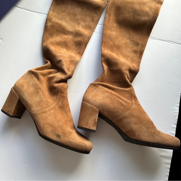 STUART WEITZMAN Hinterland Tan Suede Block Heel Over The Knee Boot 9.5 - Picture 11 of 17